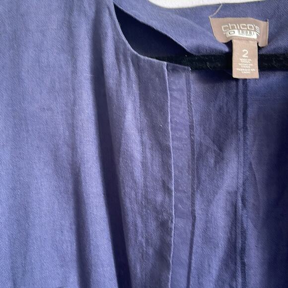 Chico’s 100% linen open front 3/4 sleeve open front lagenlook blazer sz 2 - Picture 5 of 7